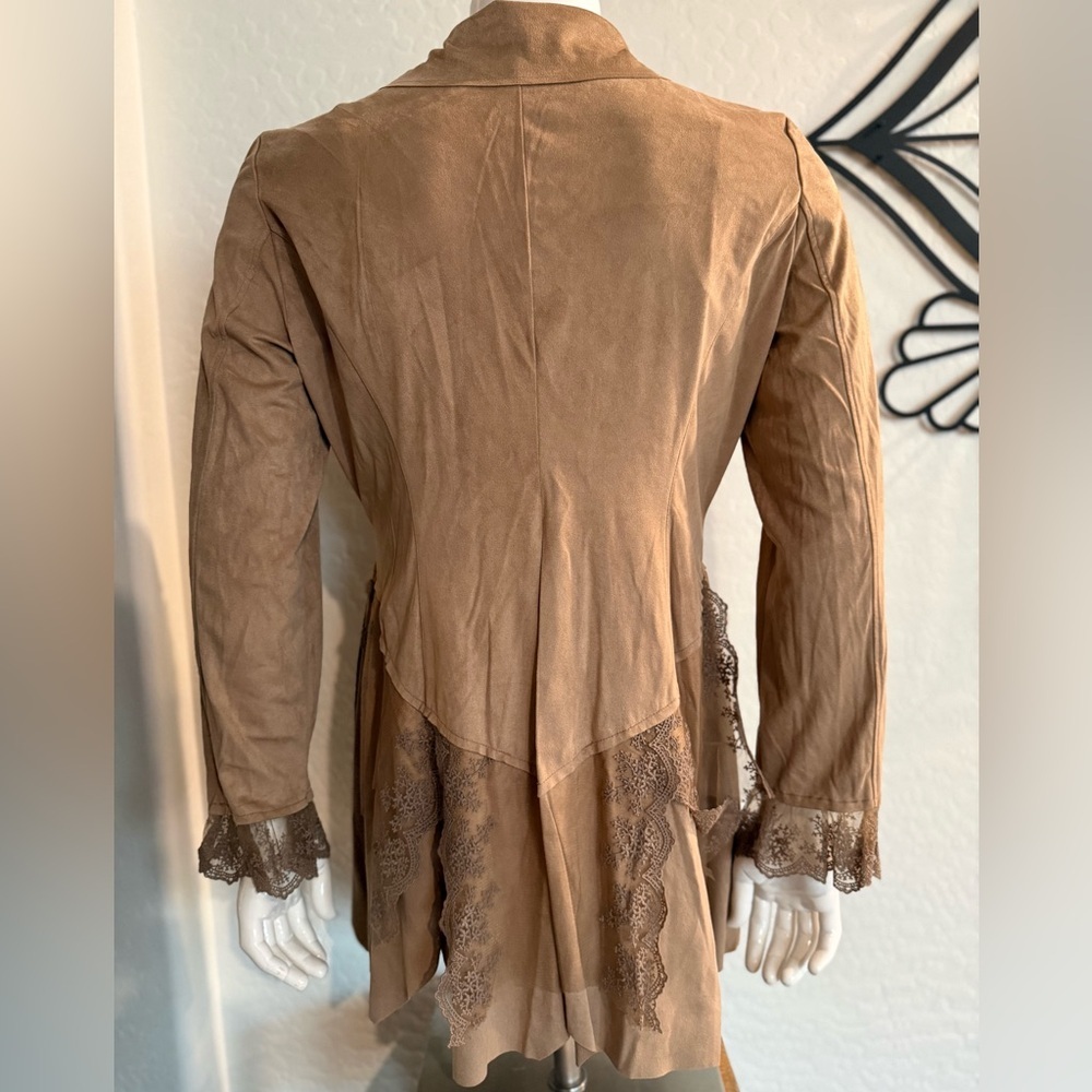 CINDY OH Vintage Women’s Tan Lace-Trim Button Front Top - XL - Picture 4 of 7